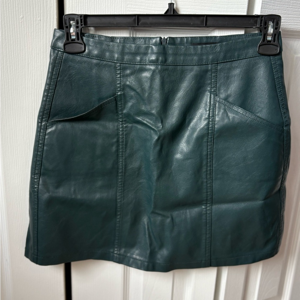 New Look Green Faux Leather Skirt